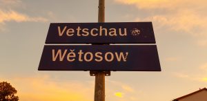 Bahnhofsschild Vetchau