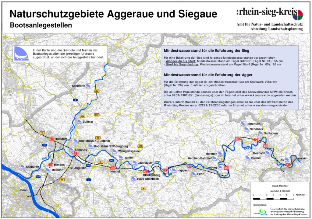 Bild der Karte mit Anlegern an der Sieg