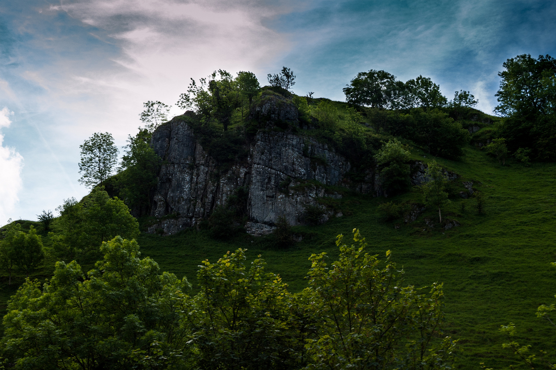 Felsformation in Derbyshire, England